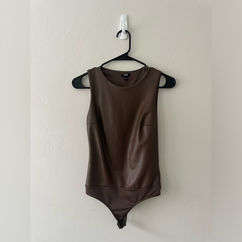 Express Leather Sleeveless Bodysuit